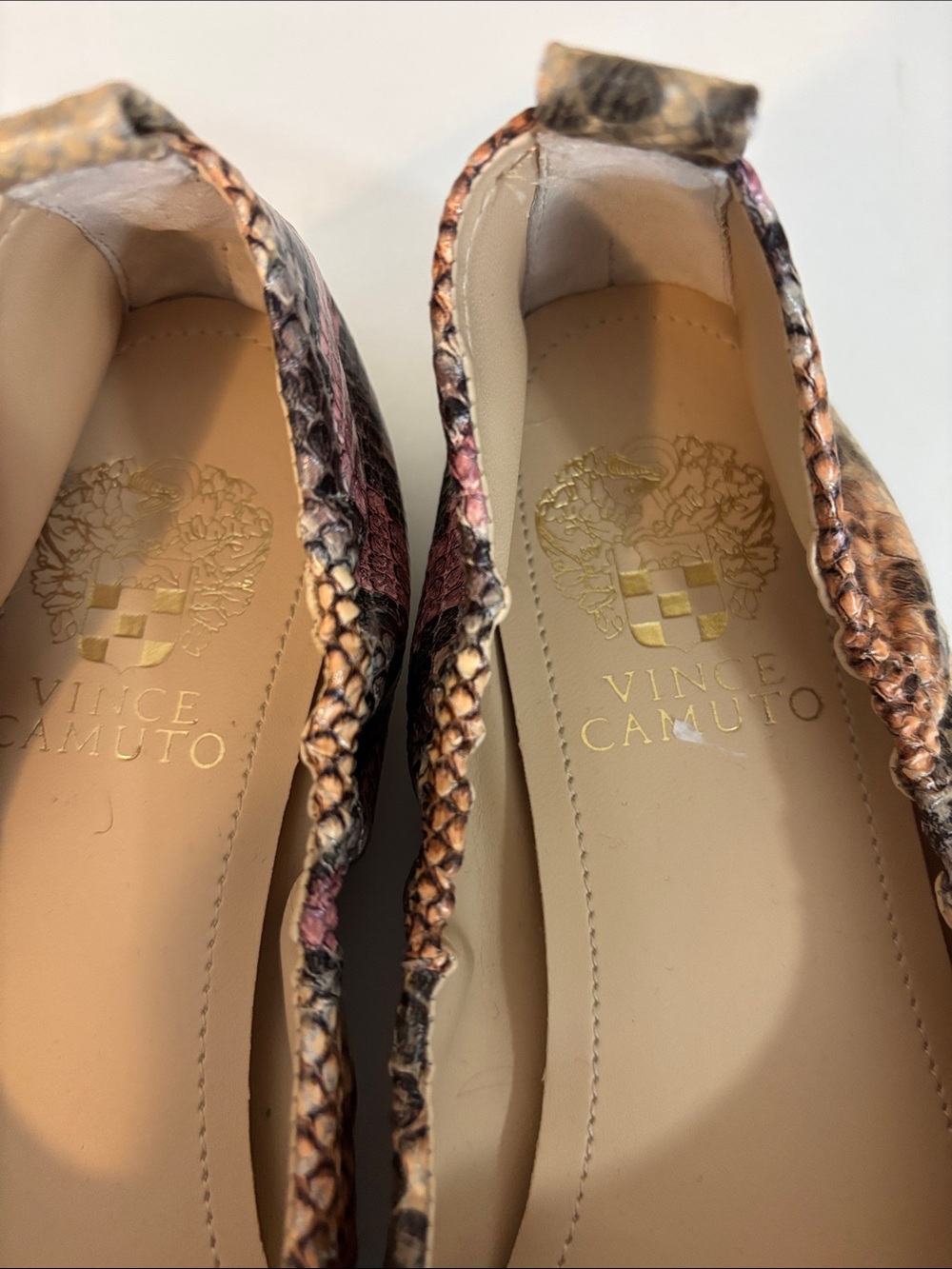 Vince Comuto Leather Snakeskin Ballet Flats Size 7.5 M - Picture 8 of 14